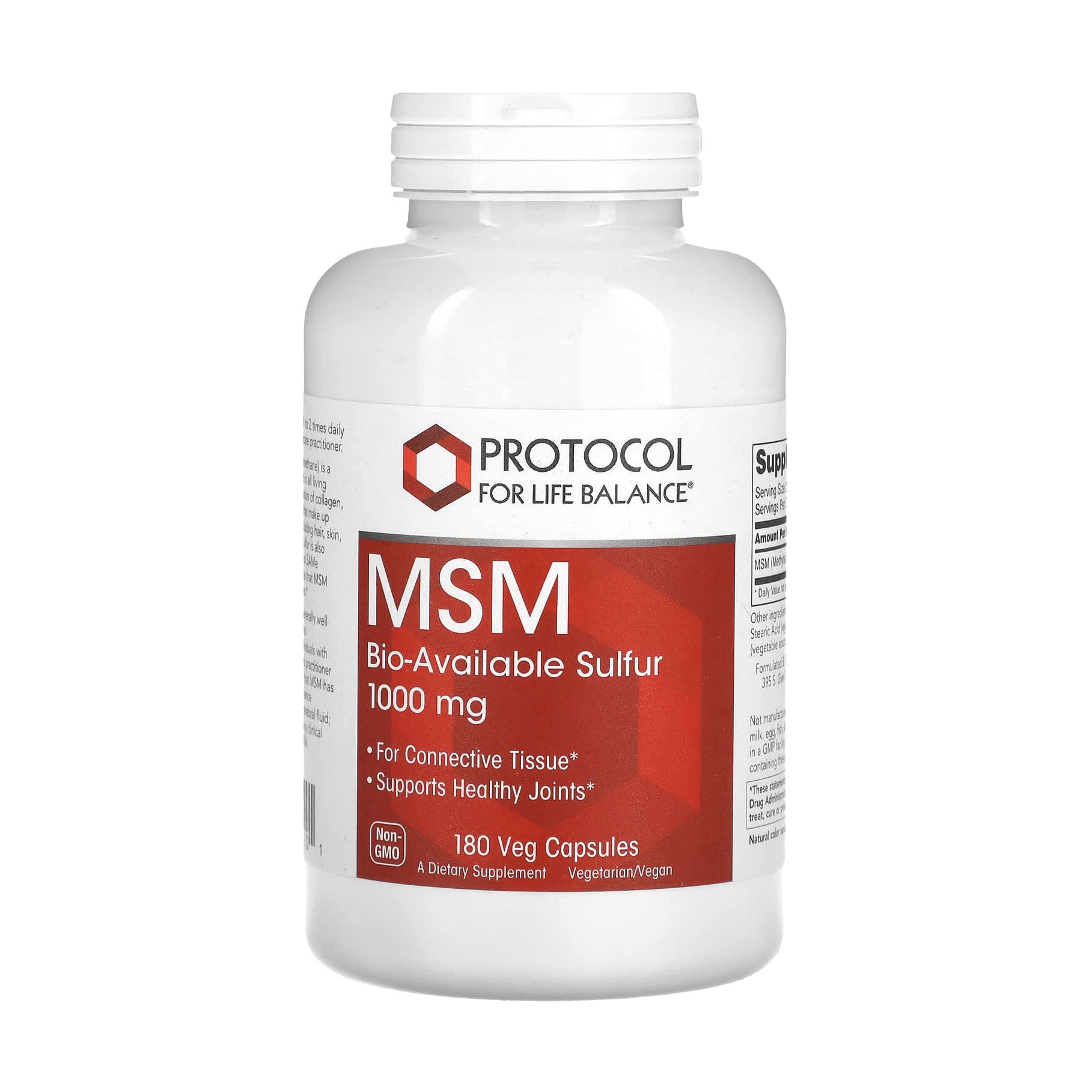Метилсульфонілметан (МСМ) Protocol For Life Balance MSM 1000 мг, 180 веганських капсул